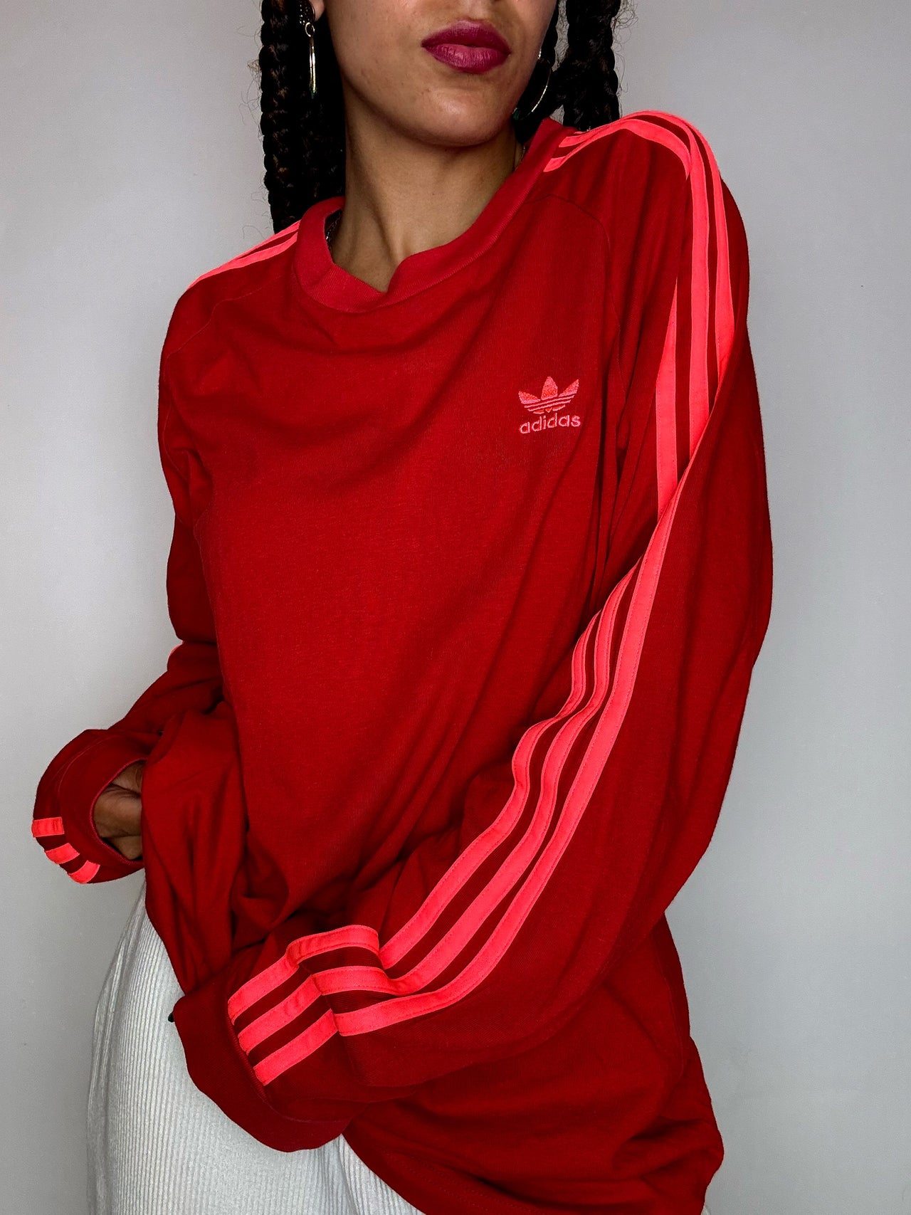 Tee shirt manche longues rouges ADIDAS L vintage