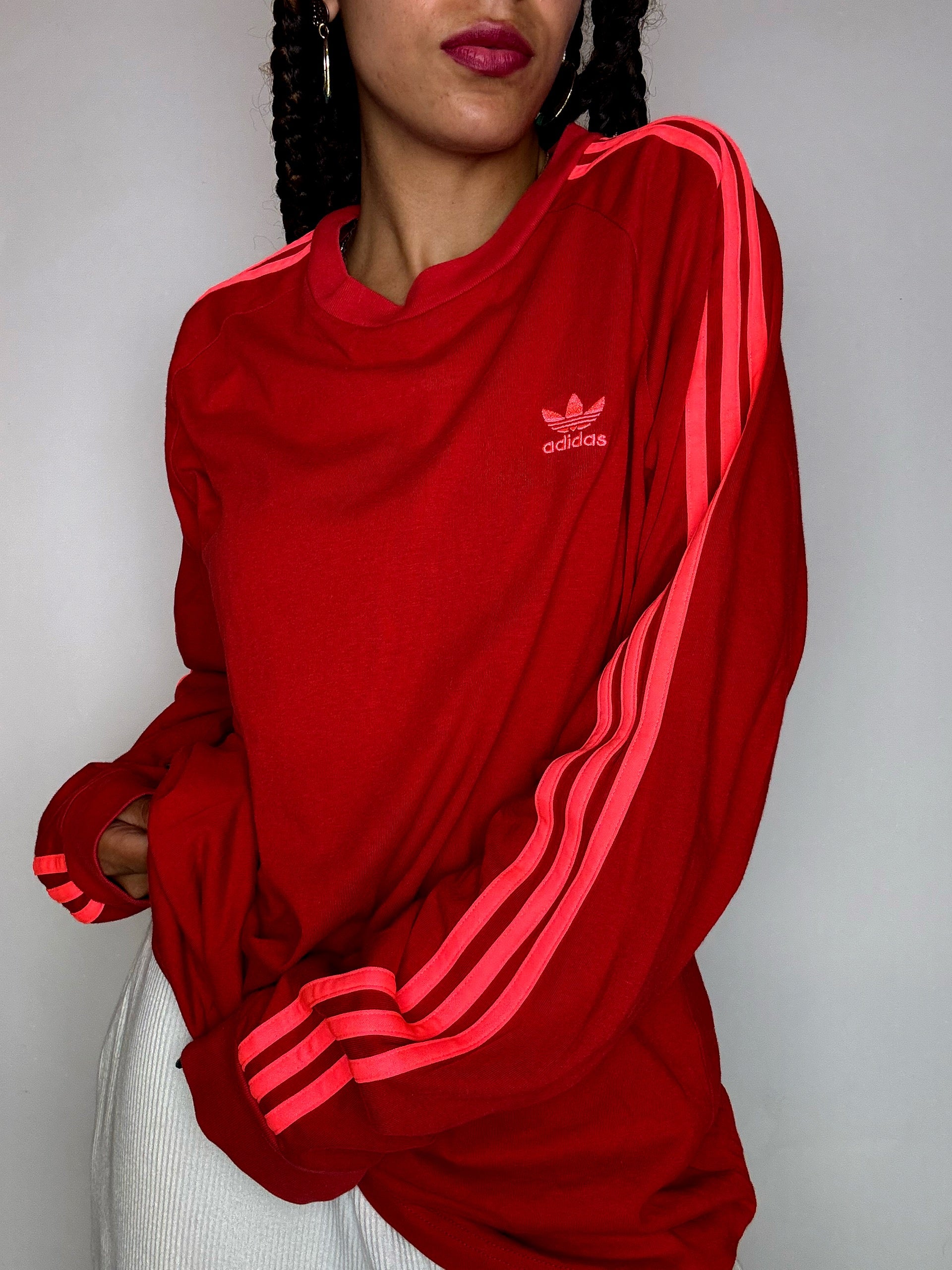 Tee shirt manche longues rouges ADIDAS L vintage