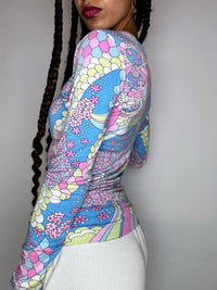 Top en mesh couleurs pastels TU vintage