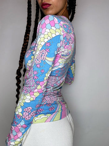 Top en mesh couleurs pastels TU vintage