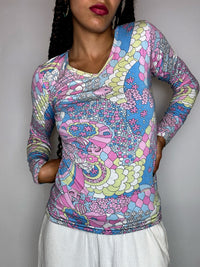 Top en mesh couleurs pastels TU vintage
