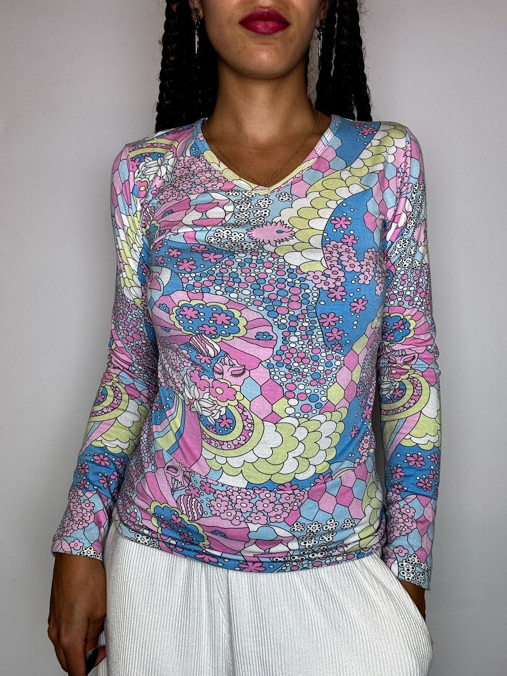 Top en mesh couleurs pastels TU vintage