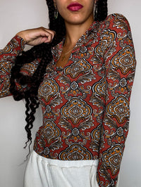 Top en mesh couleurs brunes PROMOD TU vintage