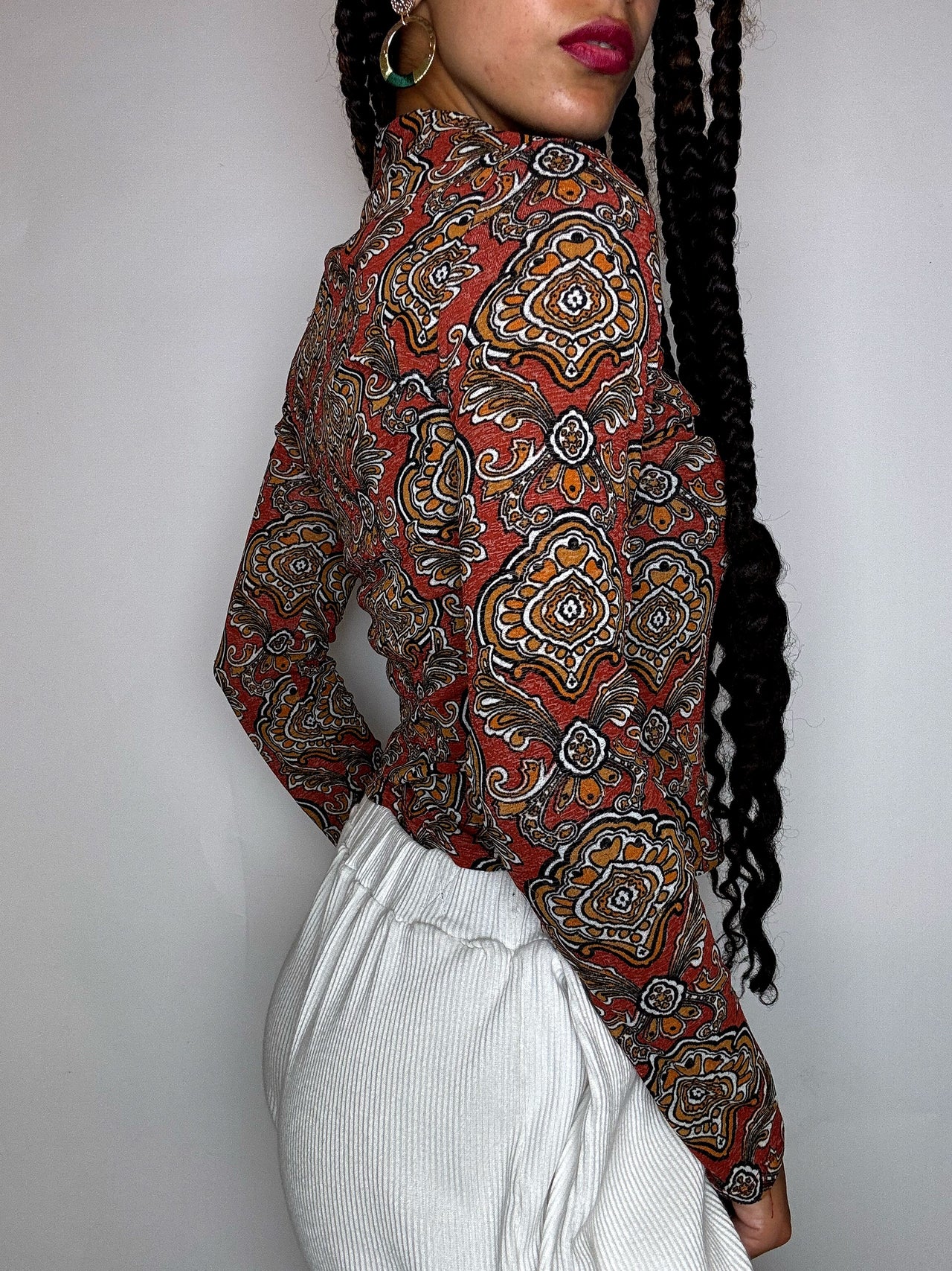 Top en mesh couleurs brunes PROMOD TU vintage