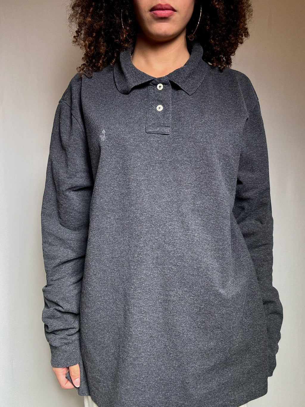 Polo gris foncé Ralph Lauren XXL vintage