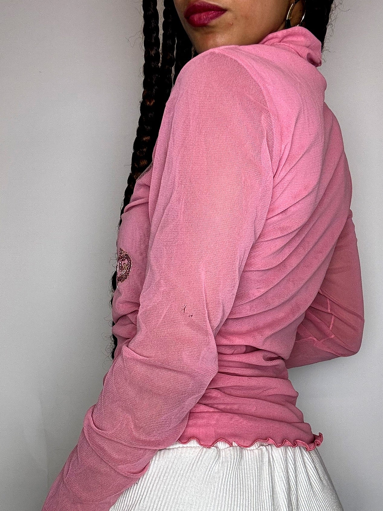 Top en mesh rose TU vintage