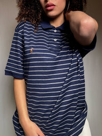 Polo marine rayé Ralph Lauren M vintage