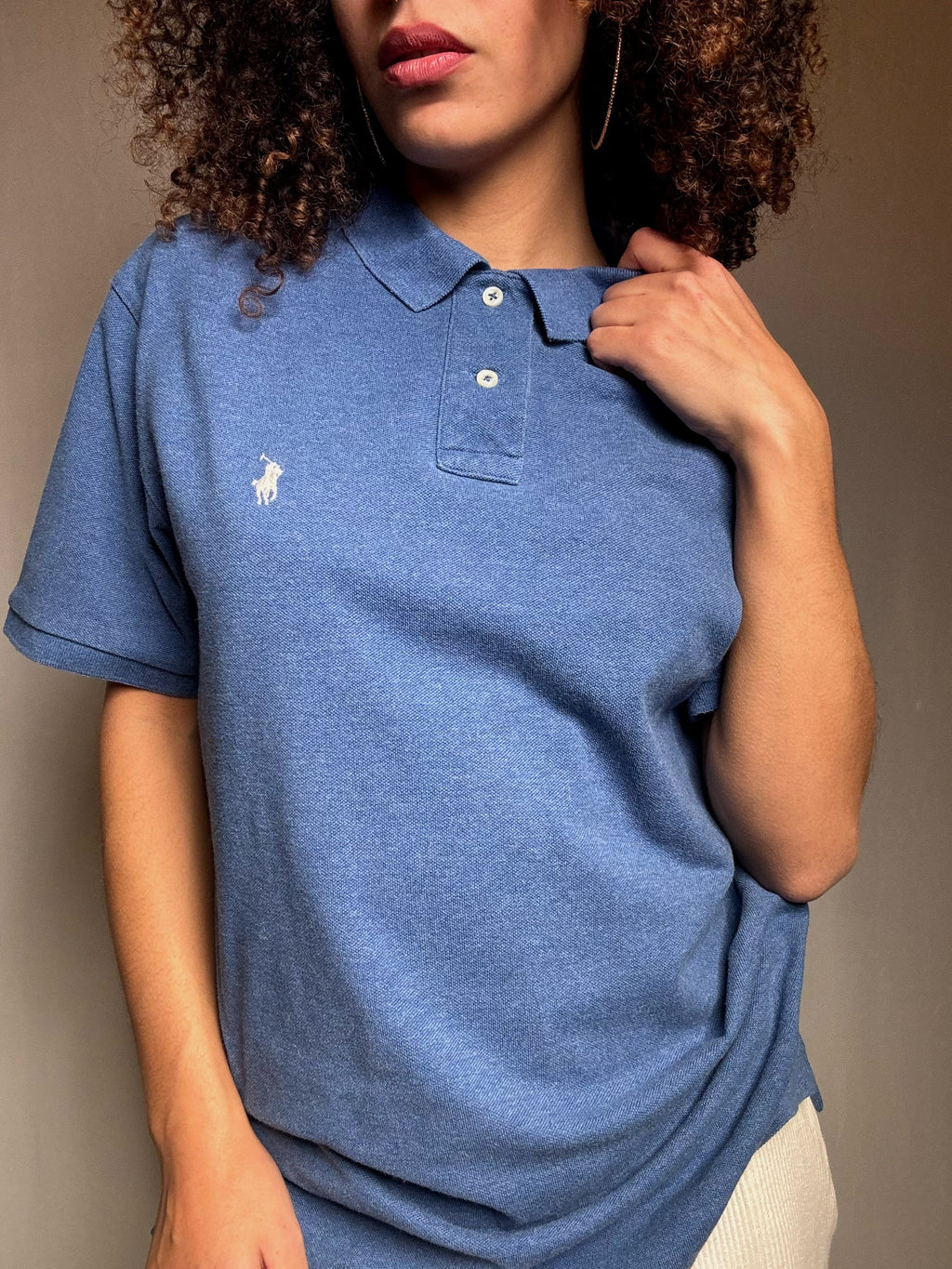 Polo bleu denim Ralph Lauren L vintage