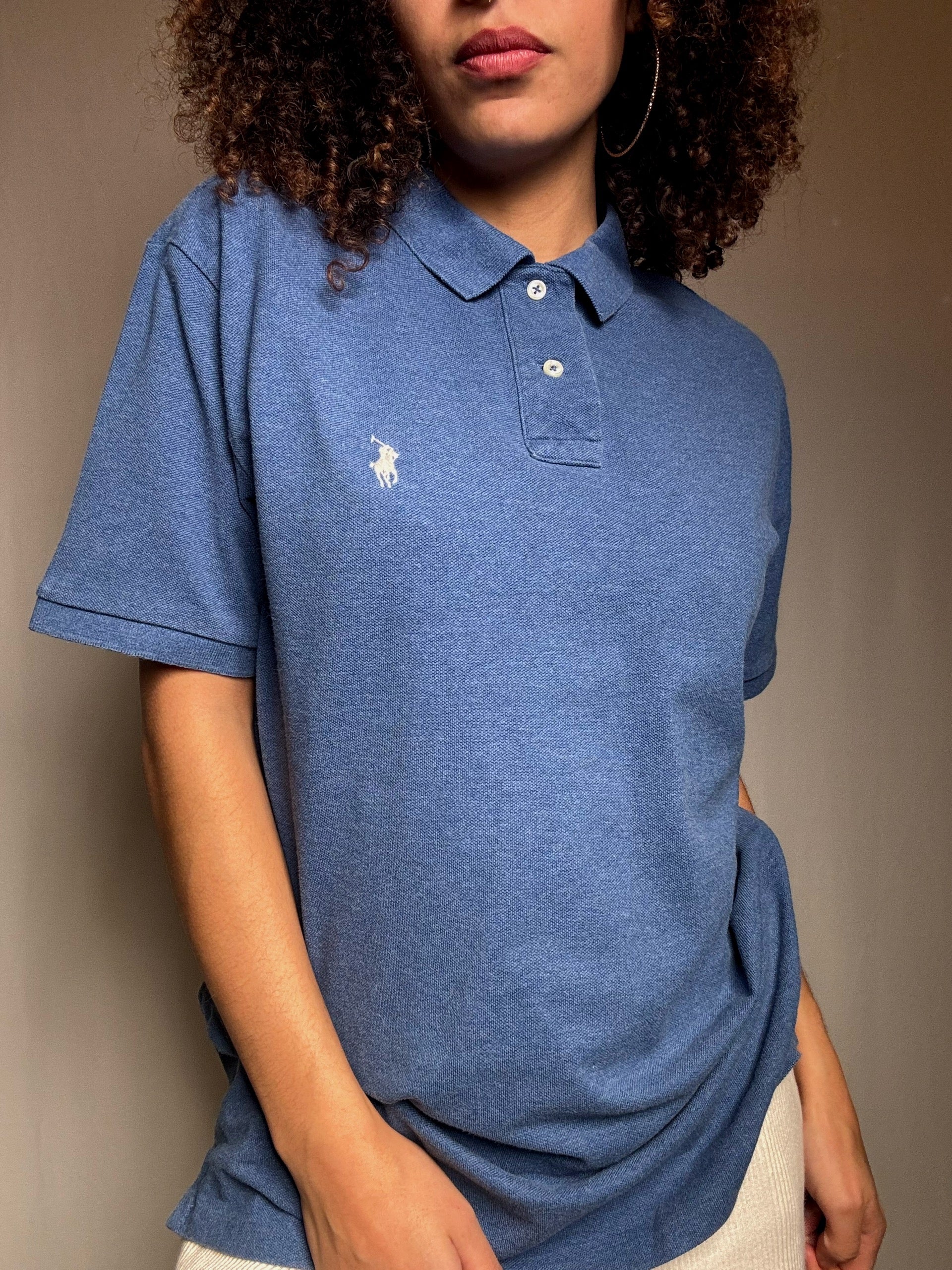 Polo bleu denim Ralph Lauren L vintage