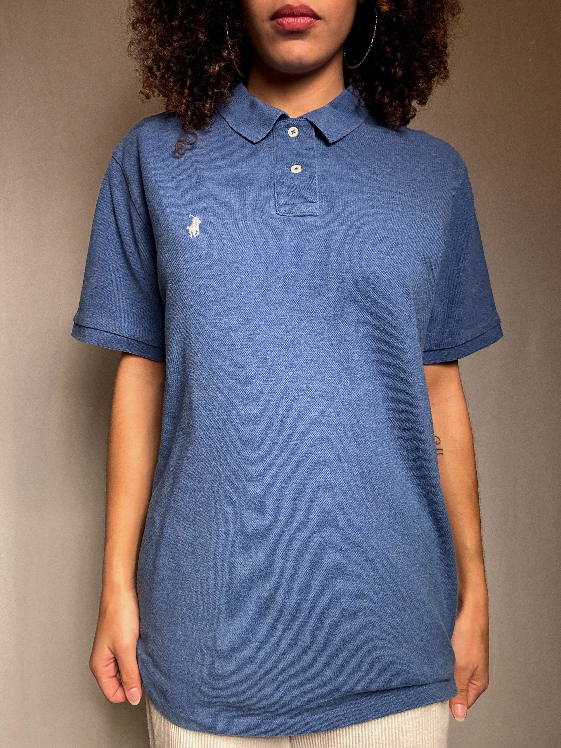 Polo bleu denim Ralph Lauren L vintage