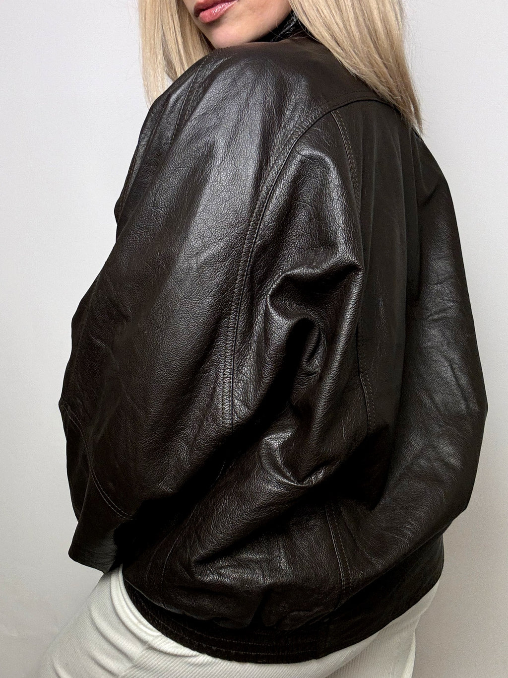 Vintage Brown Aviator Style Leather Jacket M/L