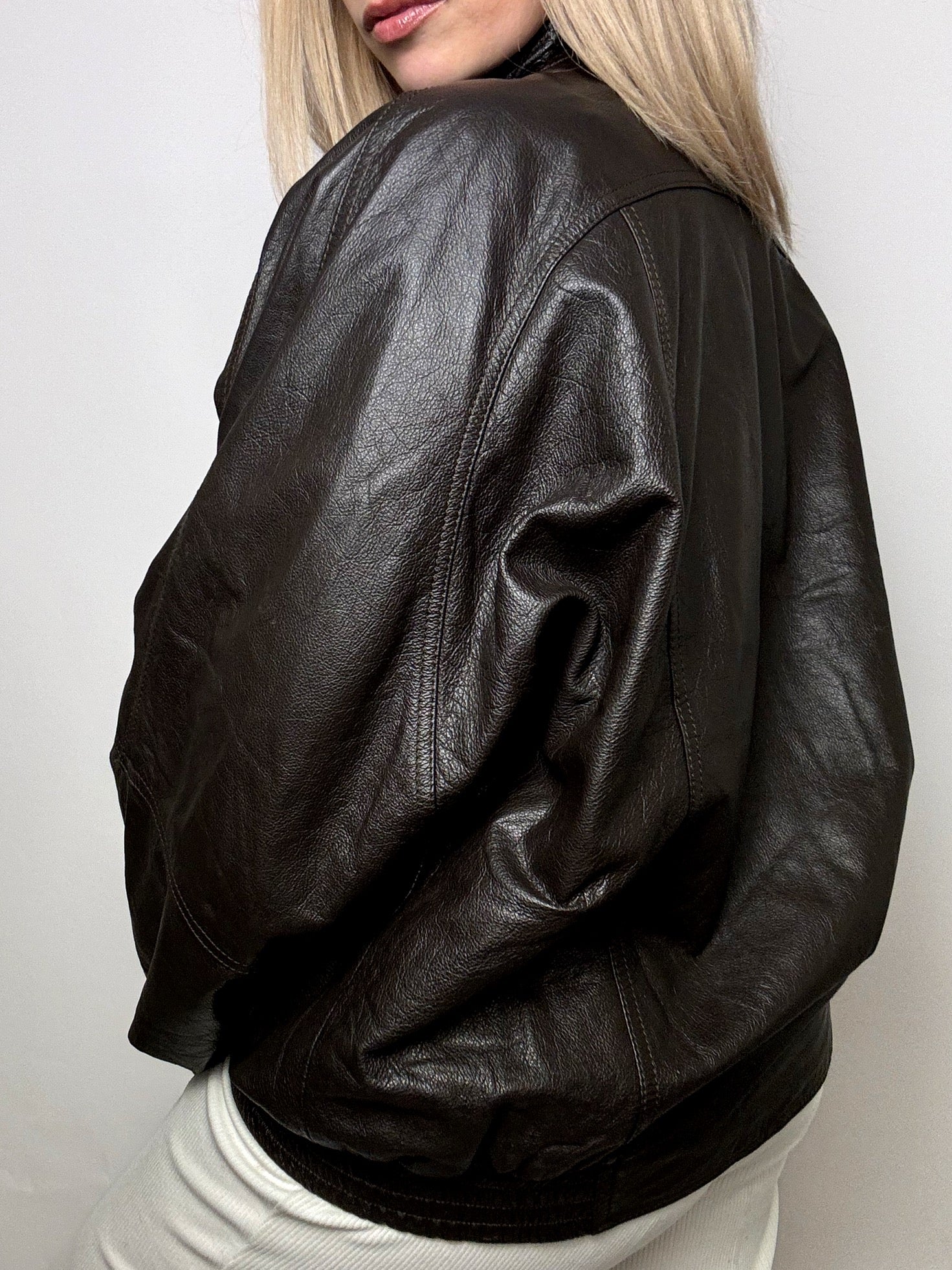 Vintage Brown Aviator Style Leather Jacket M/L