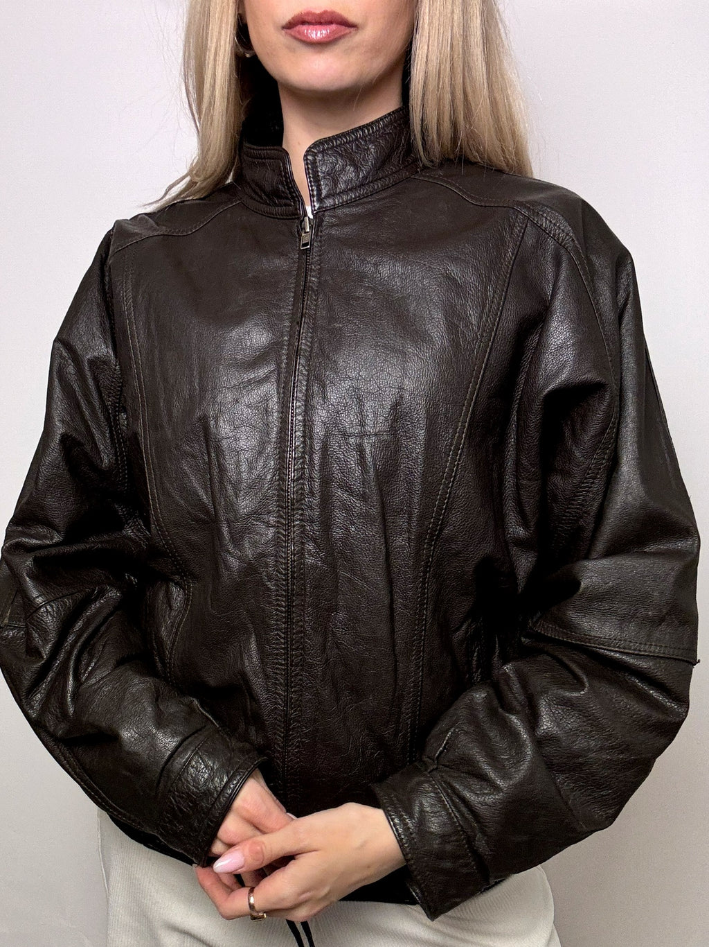 Vintage Brown Aviator Style Leather Jacket M/L