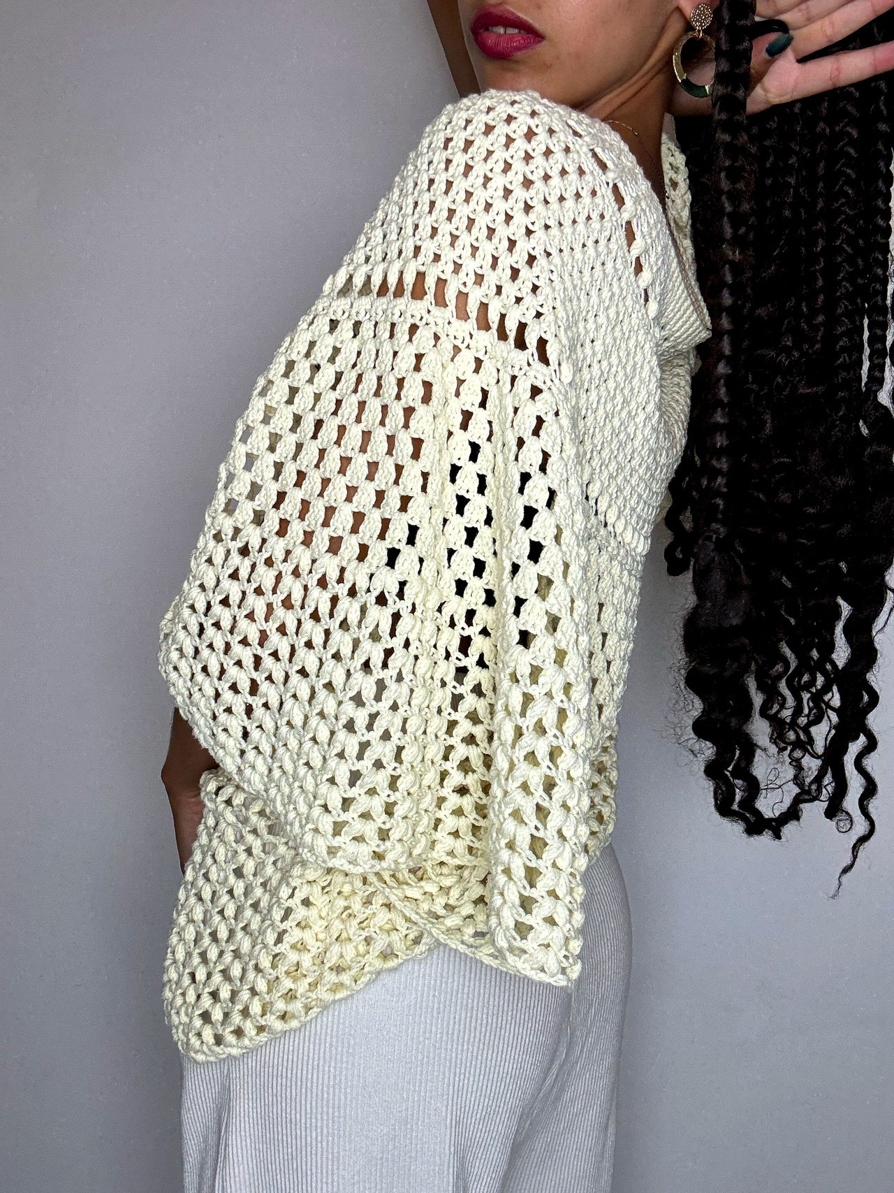 Top en crochet beige M/L