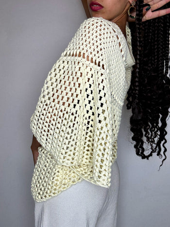 Top en crochet beige M/L