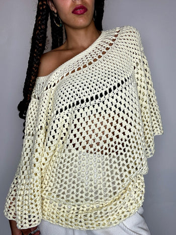 Top en crochet beige M/L