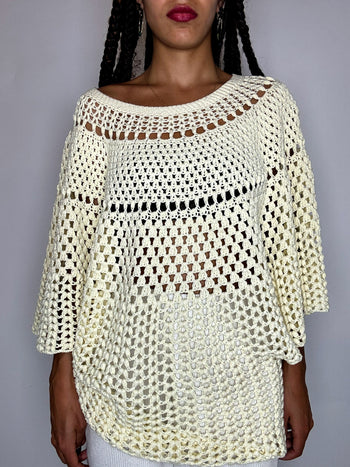 Top en crochet beige M/L