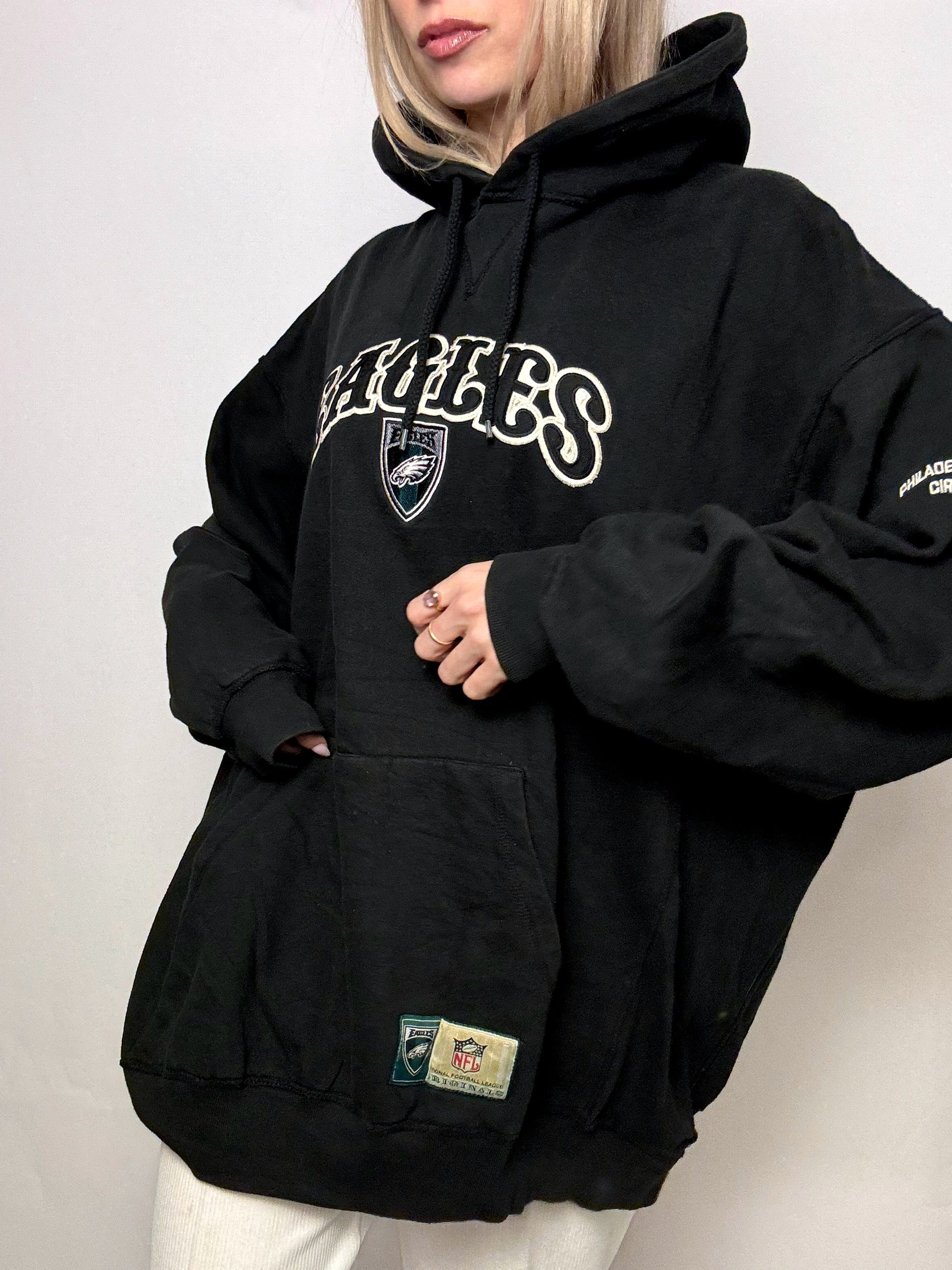Sweat à capuche noir EAGLES x NFL XXL vintage