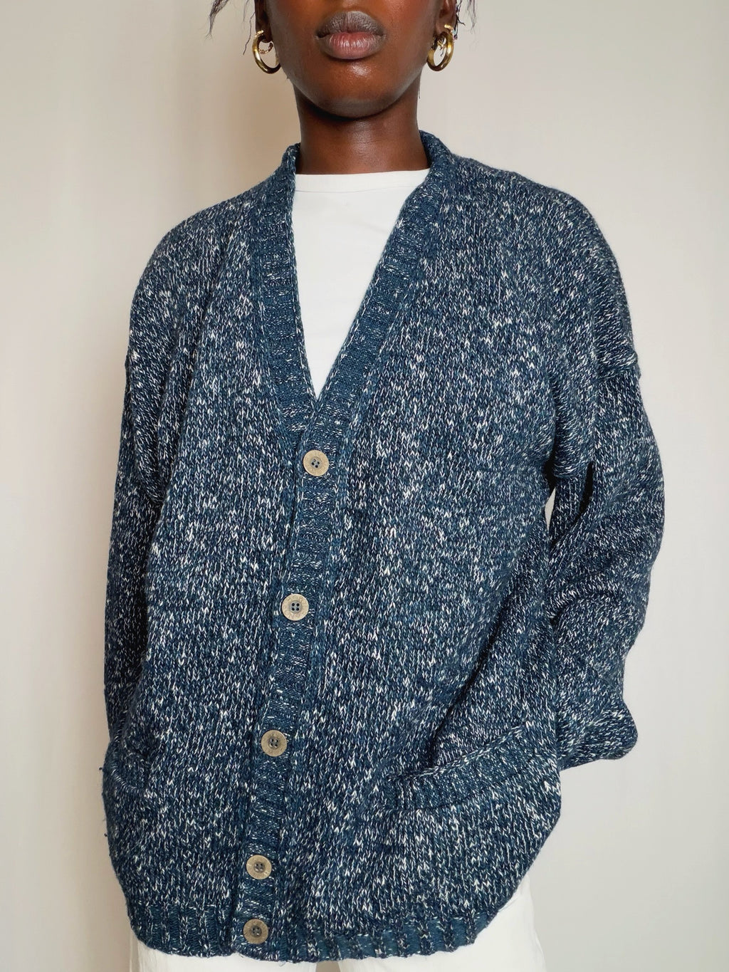 Cardigan bleu chiné XL vintage