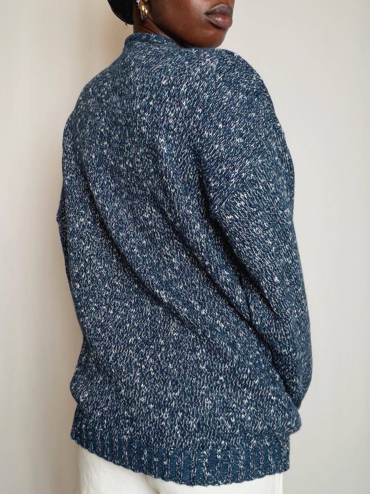 Cardigan bleu chiné XL vintage