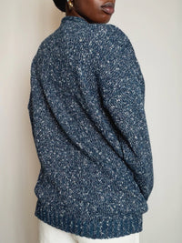 Cardigan bleu chiné XL vintage