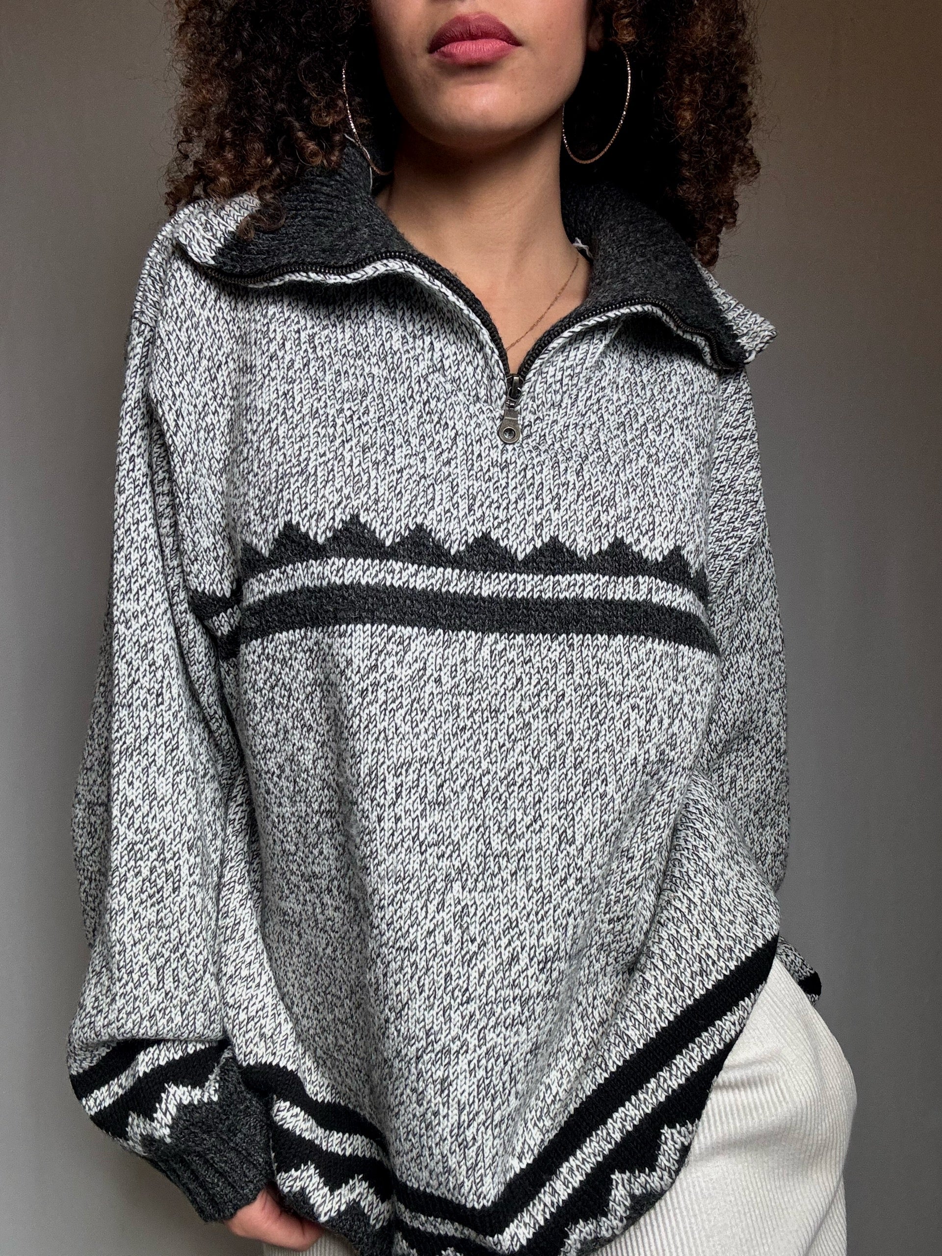Pull en maille gris L/XL vintage