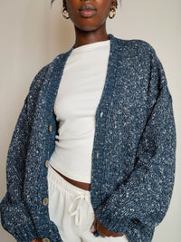 Cardigan bleu chiné XL vintage