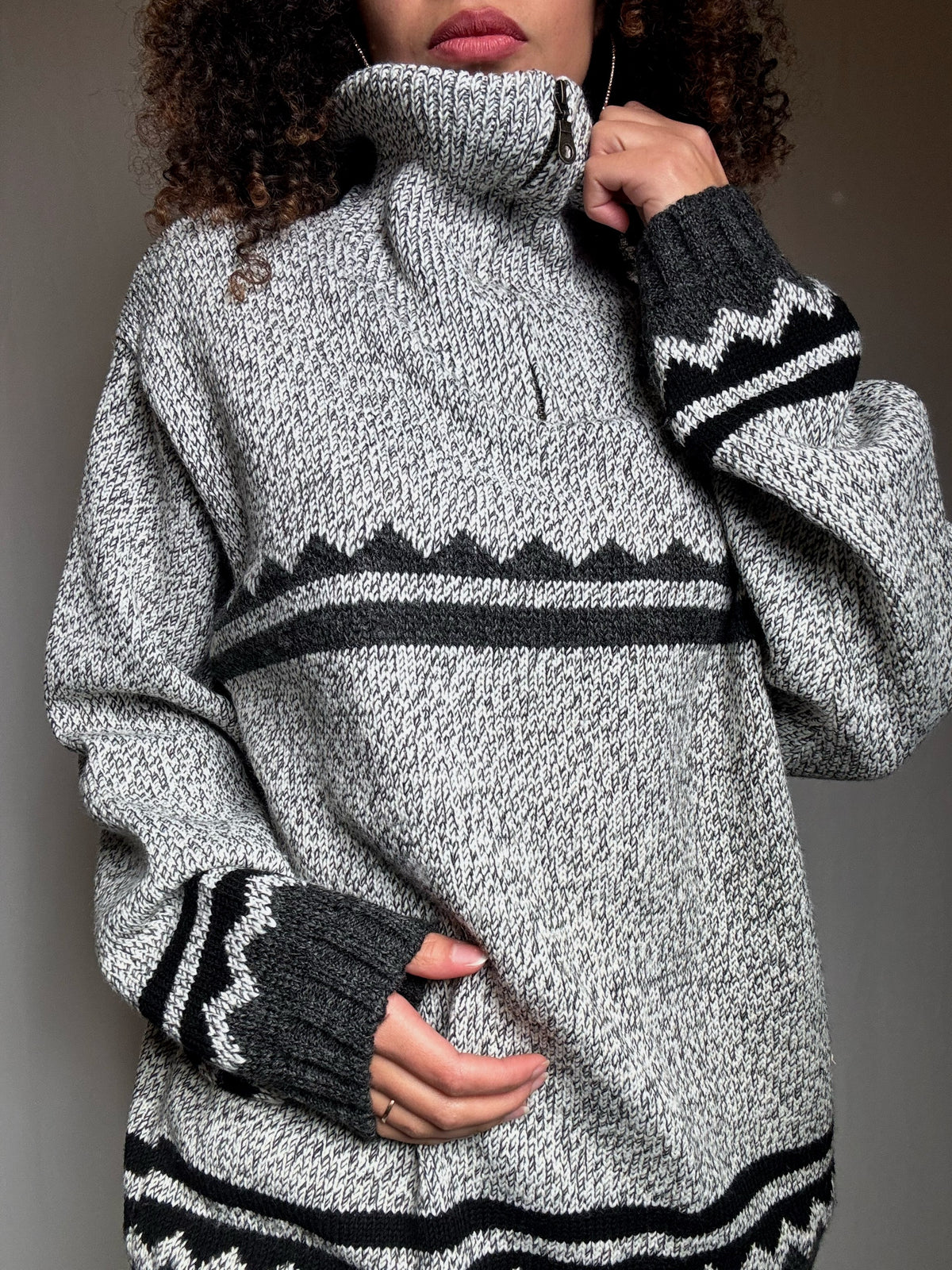 Pull en maille gris L/XL vintage