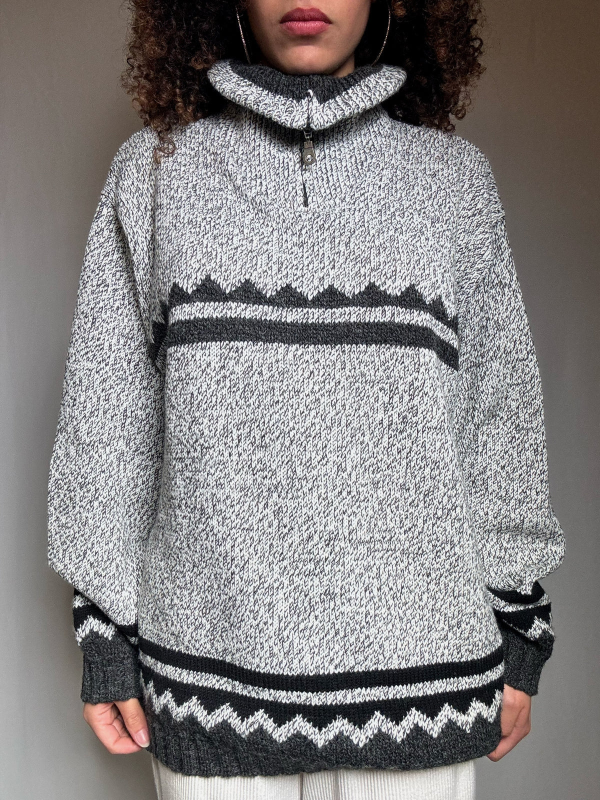 Pull en maille gris L/XL vintage