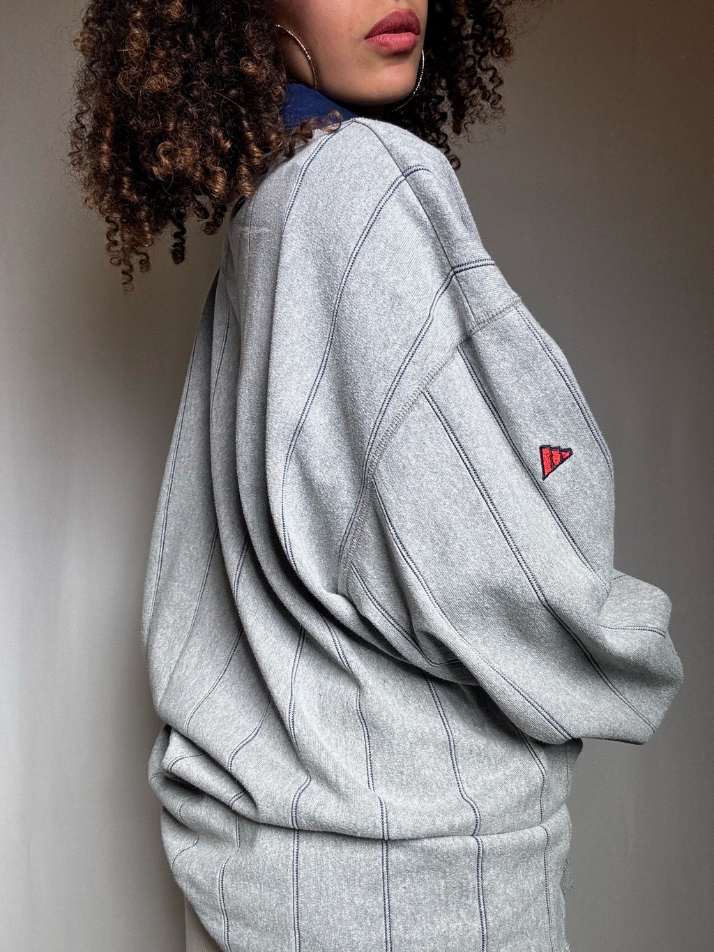 Sweat col polo gris Adidas XL vintage
