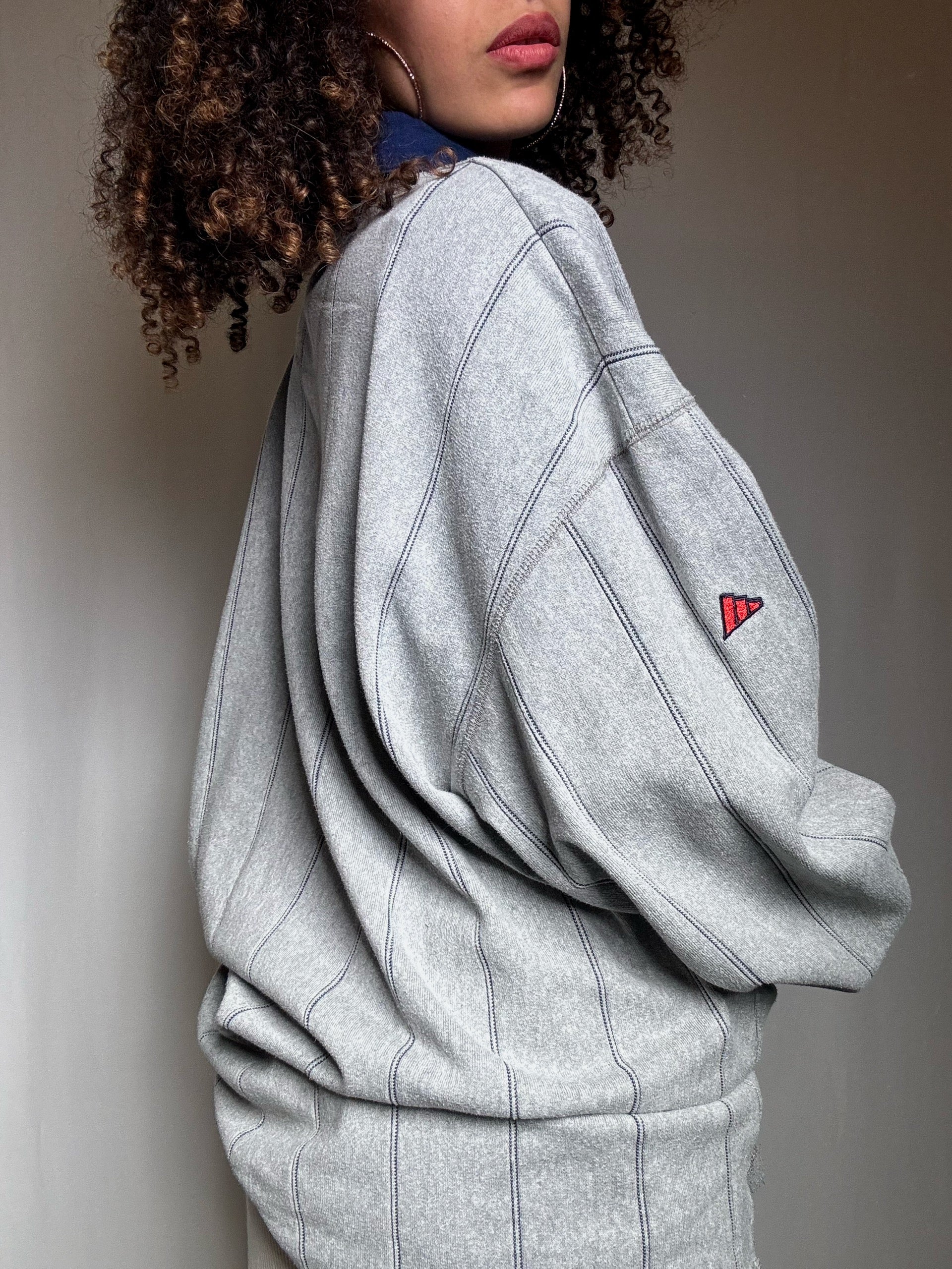 Sweat col polo gris Adidas XL vintage