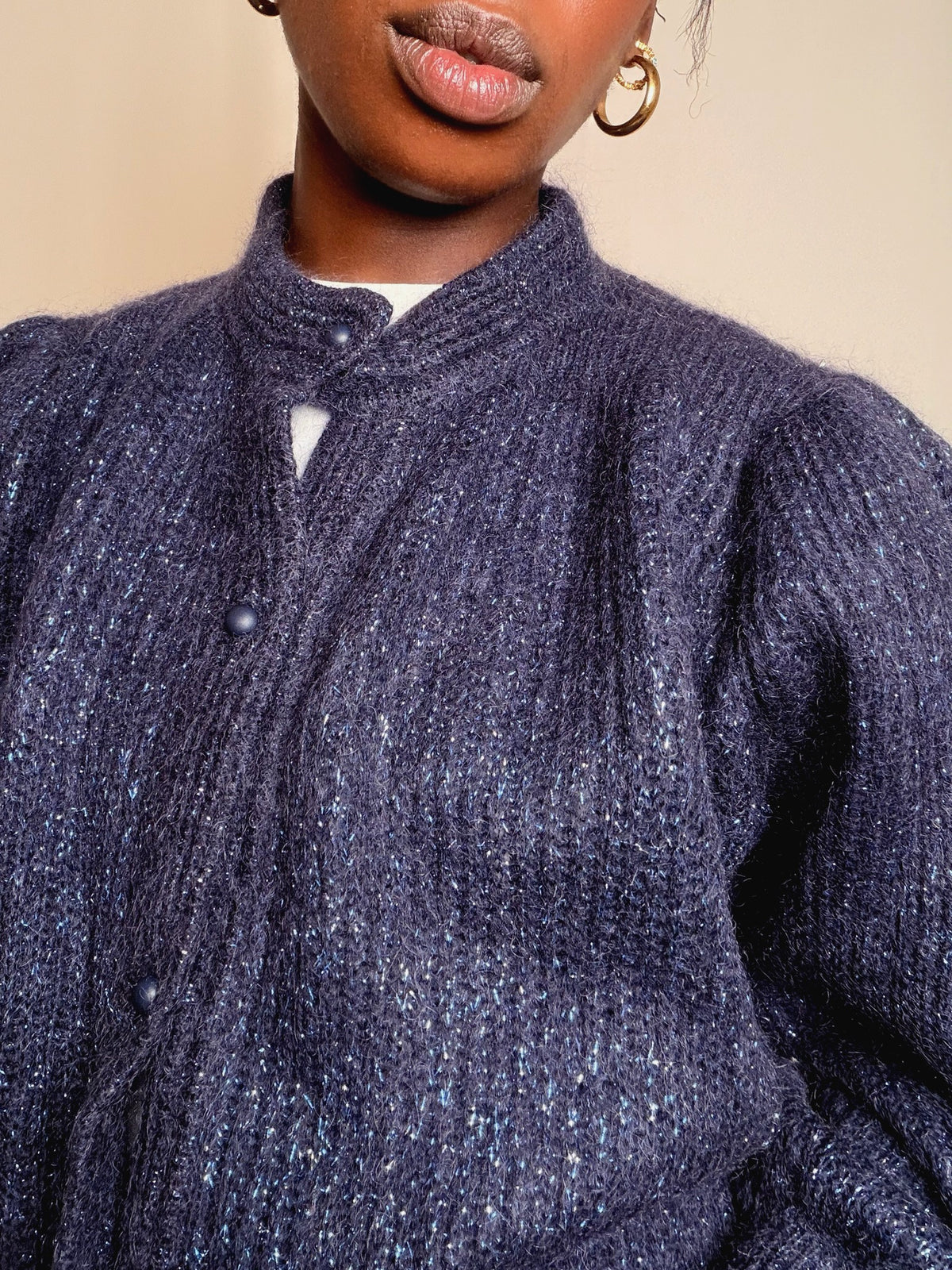 Cardigan bleu pailleté S/M vintage