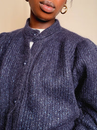 Cardigan bleu pailleté S/M vintage