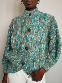 Cardigan en maille turquoise M vintage
