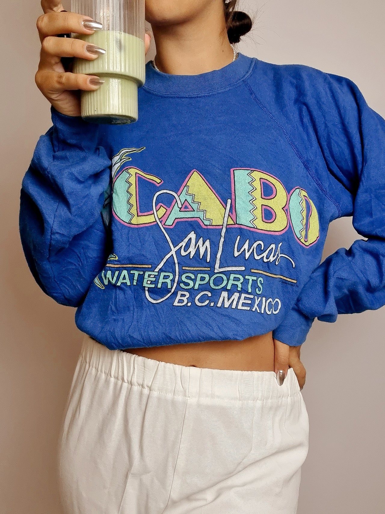 Pull vintage américain bleu Cabo L