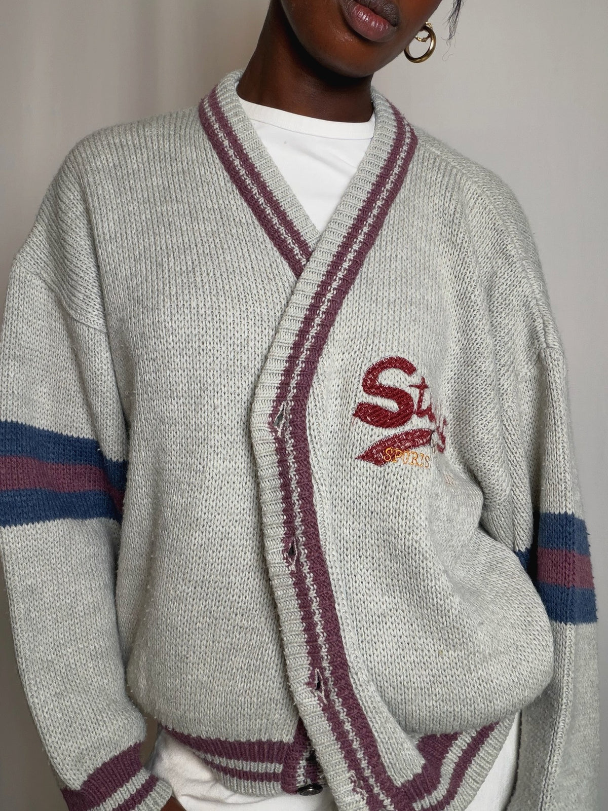 Cardigan gris avec détails L/XL vintage
