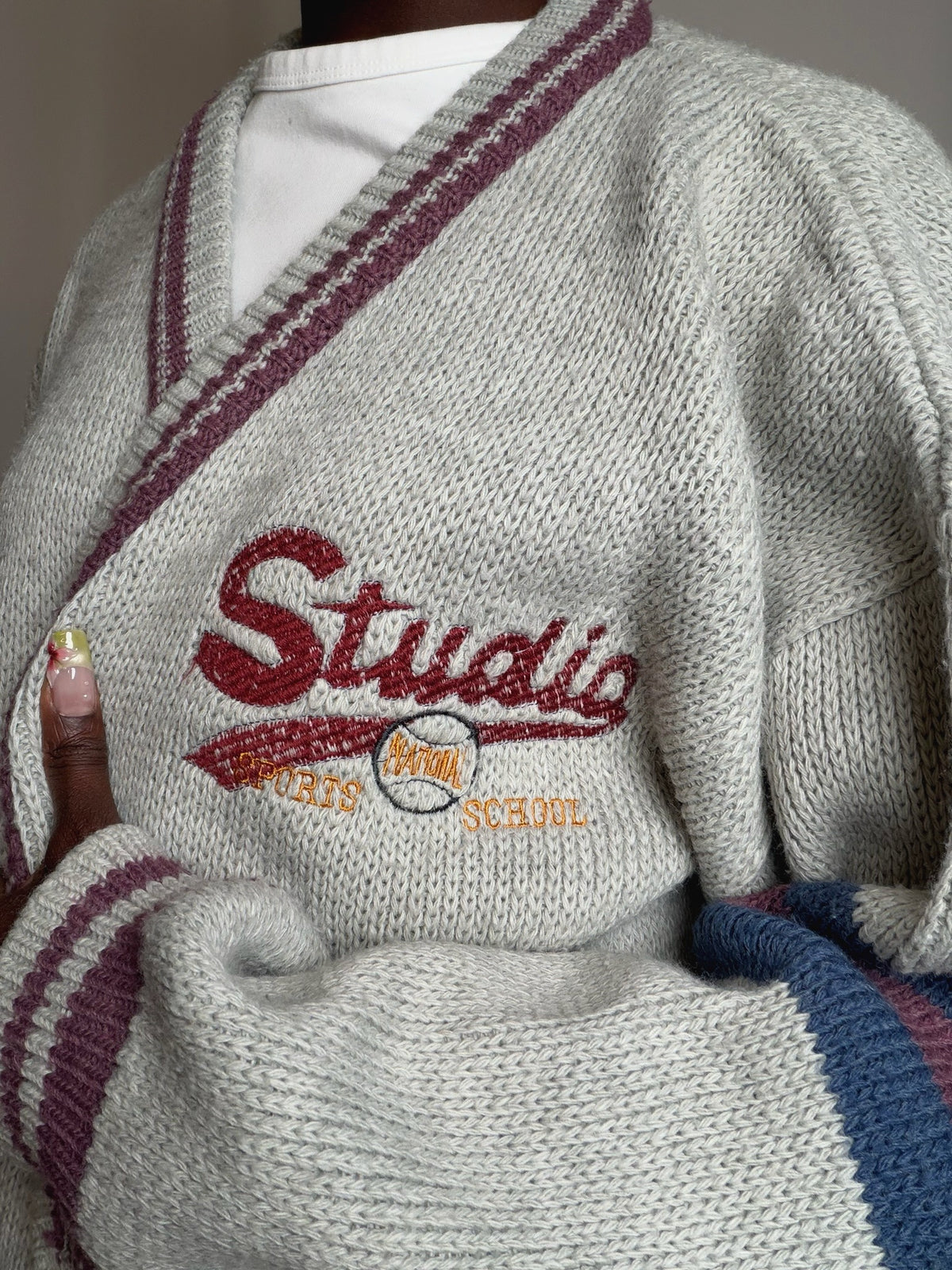 Cardigan gris avec détails L/XL vintage