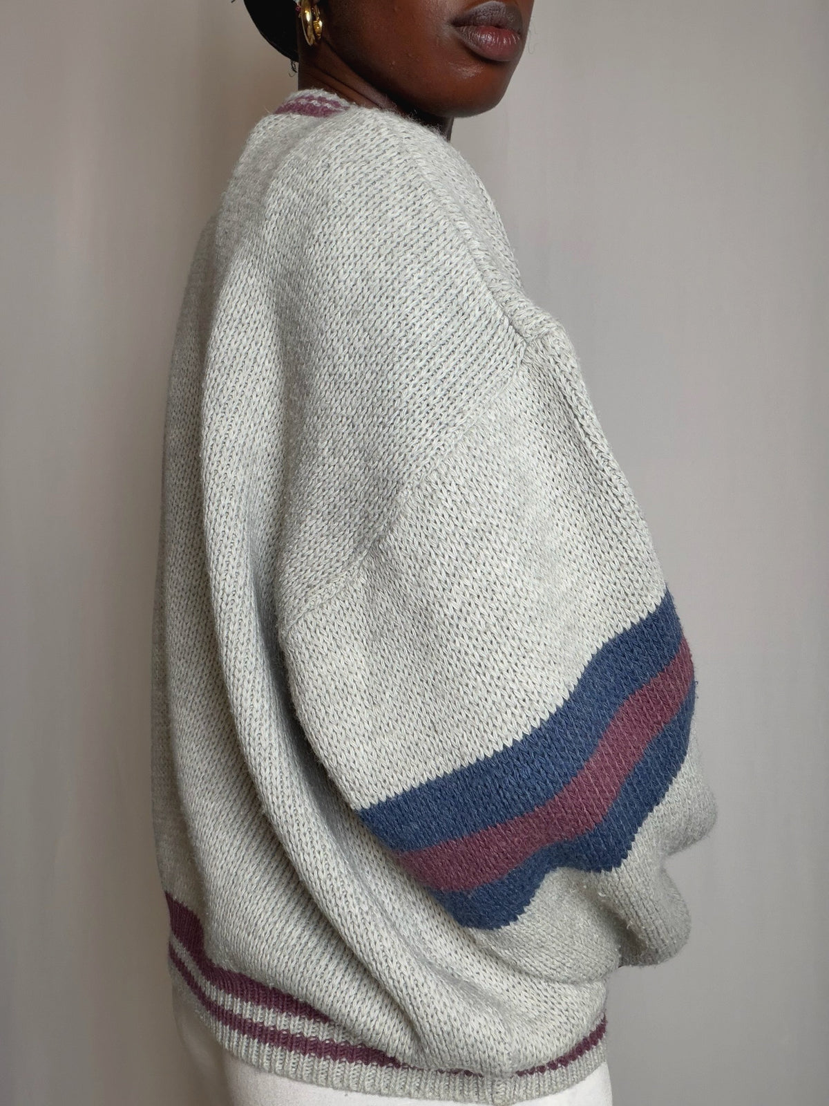 Cardigan gris avec détails L/XL vintage