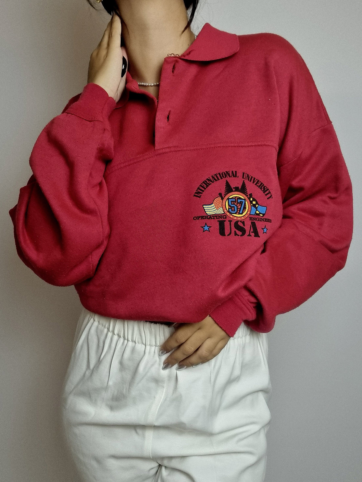 American vintage pinkish red sweater L