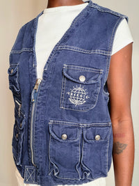 Gilet en denim marine Energie M vintage