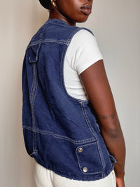 Gilet en denim marine Energie M vintage