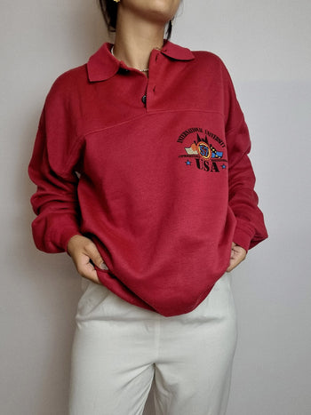 Pull vintage américain rouge rosé L