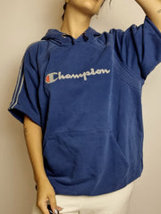 T-shirt à capuche vintage bleu Champion XL