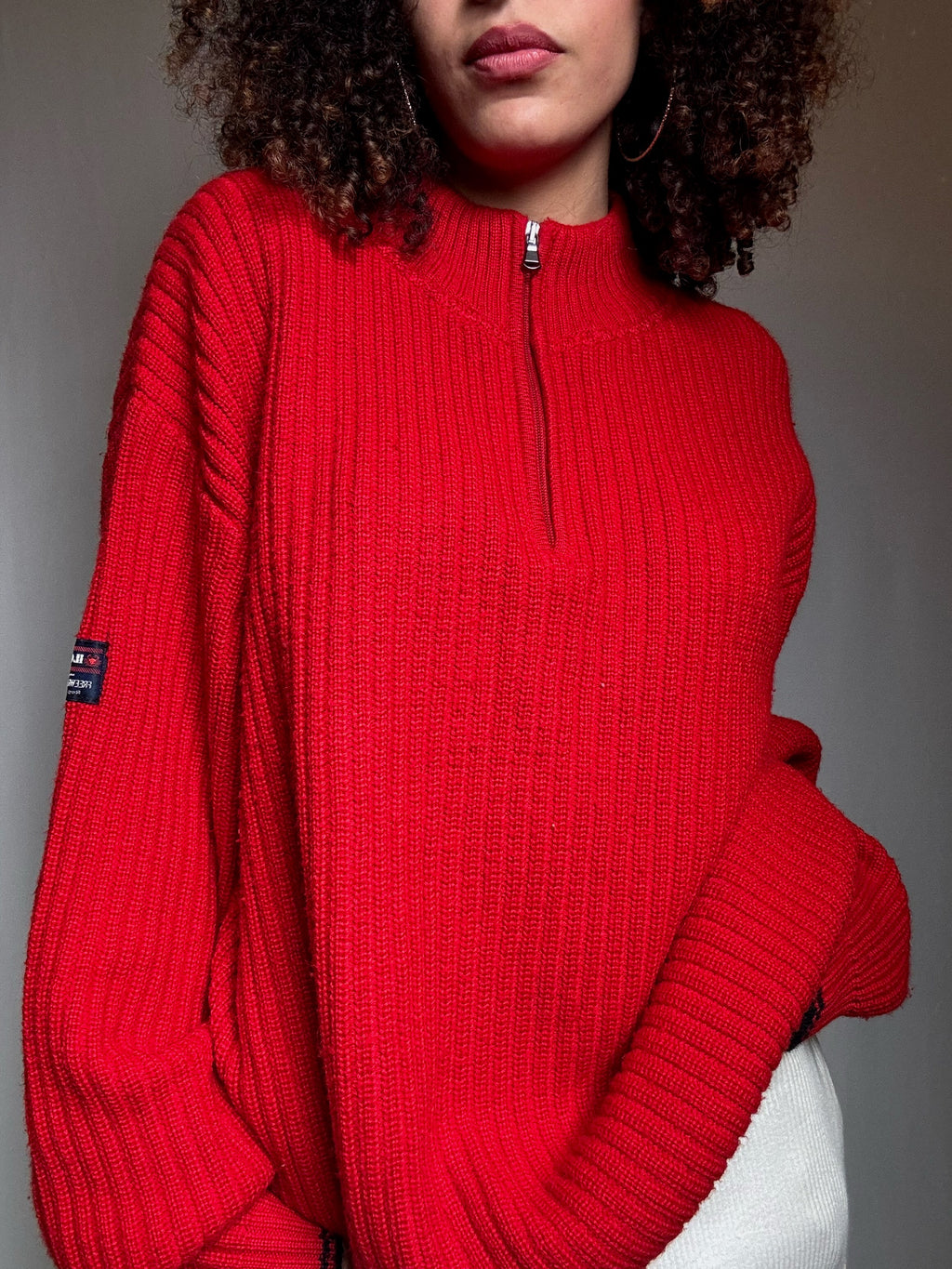 Pull en maille rouge XL vintage