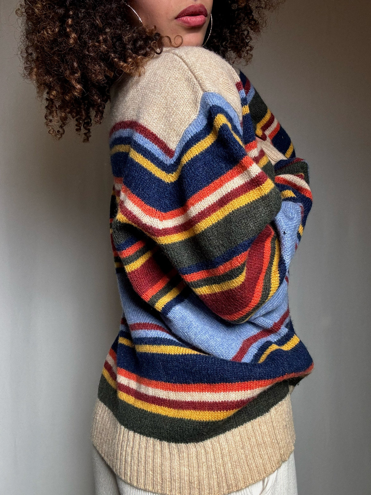 Pull rayé multicolore M vintage