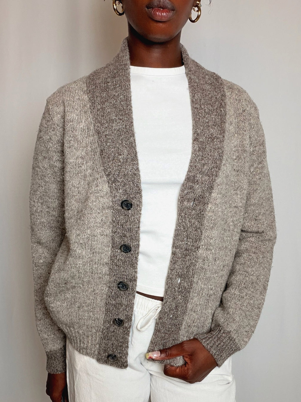Cardigan beige chiné S/M vintage