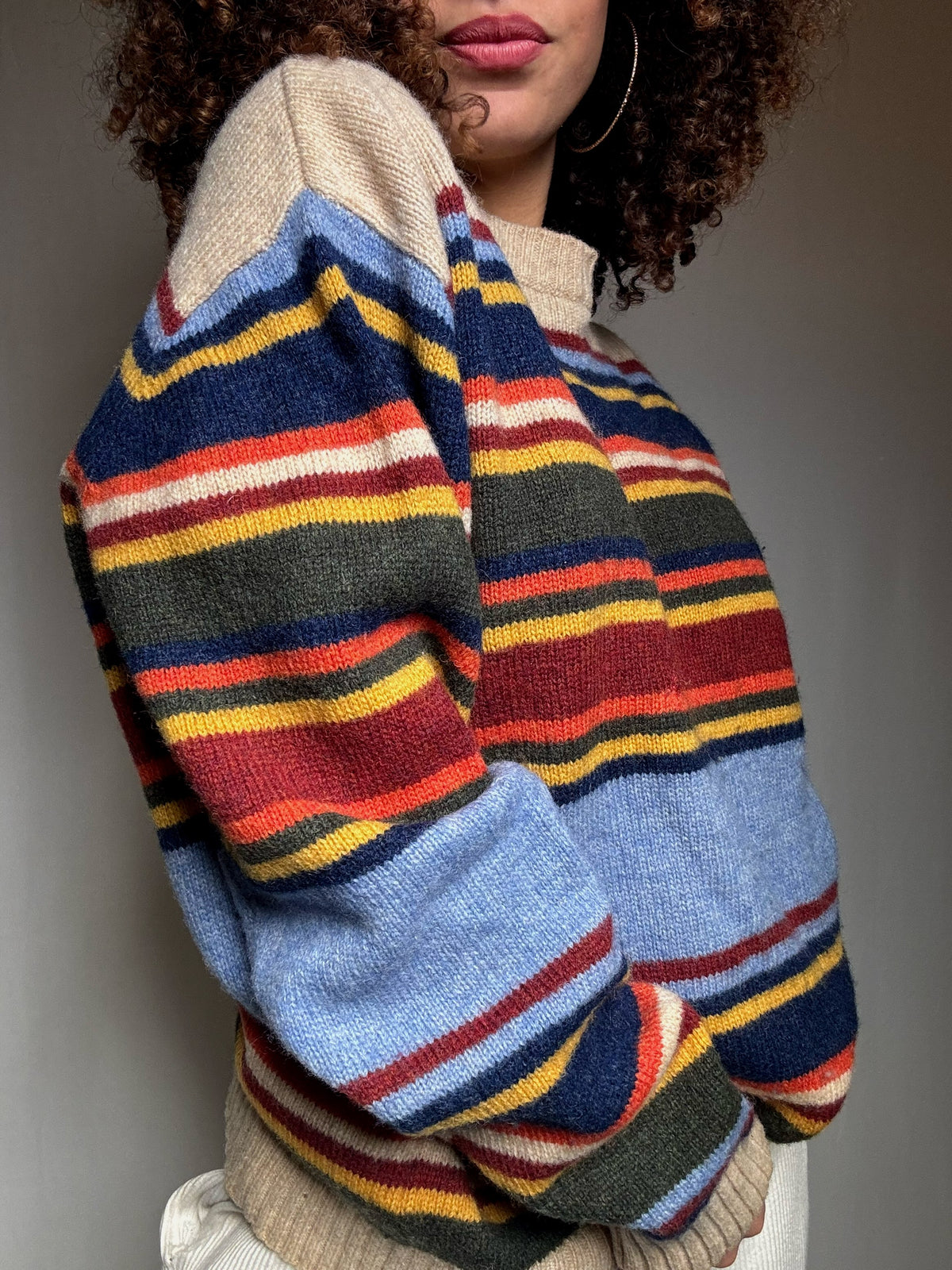 Pull rayé multicolore M vintage