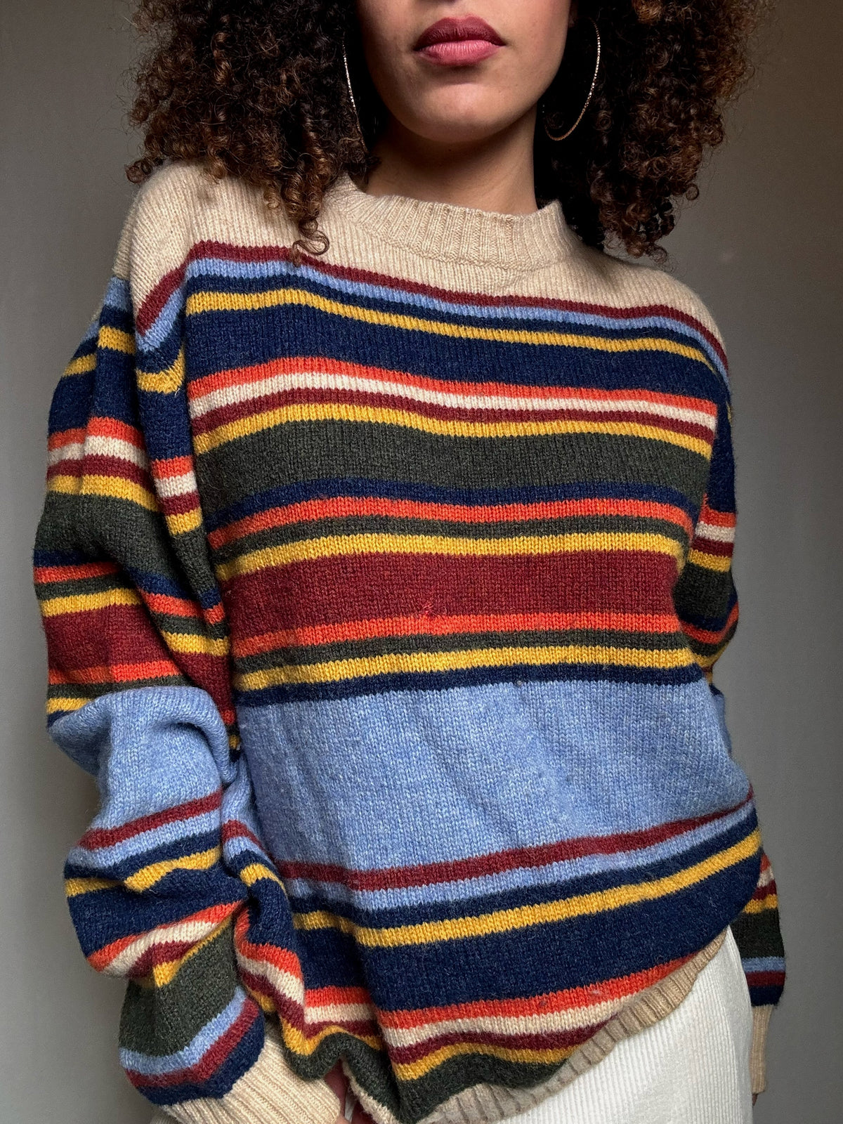 Pull rayé multicolore M vintage