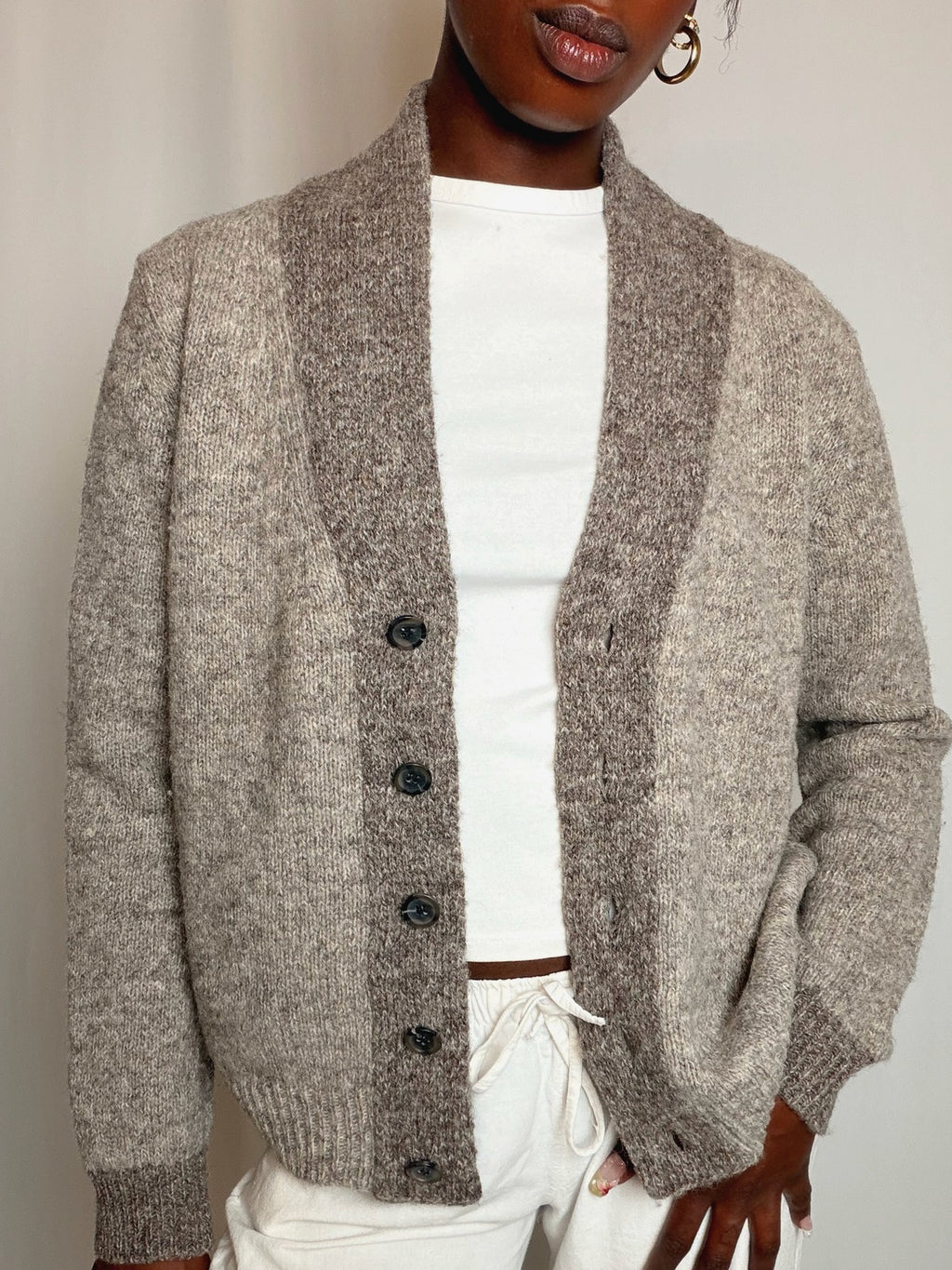 Cardigan beige chiné S/M vintage