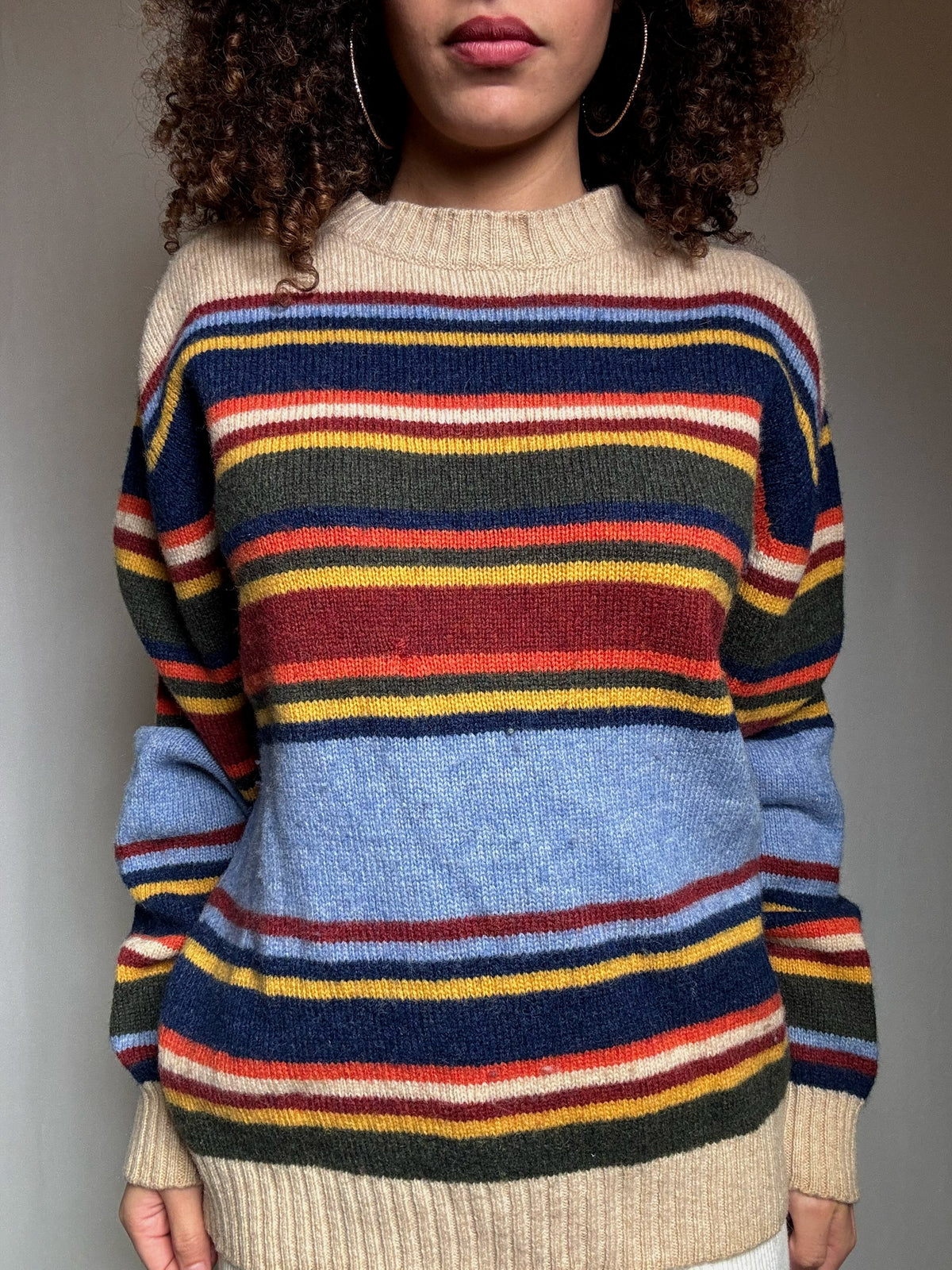 Pull rayé multicolore M vintage